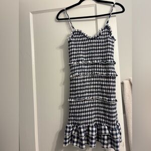 Navy and White Gingham Mini Dress